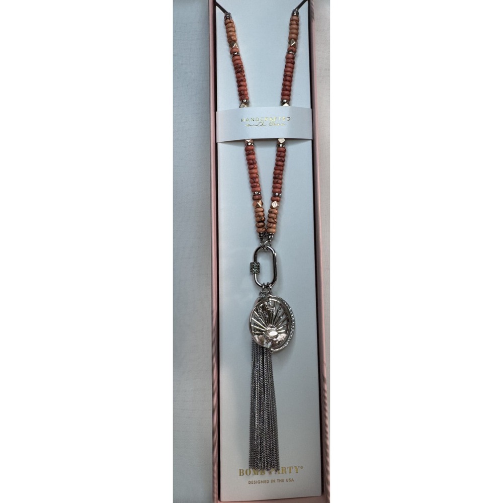 Bomb Party Pendant - RBP6252CO "Dazzle The Night" Coral Howlite On Silver/RG